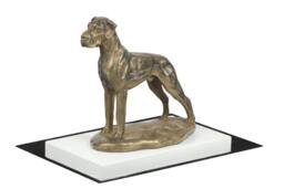 Great Dane Uncropped, Dog On White Wooden Base Statue, Limited Edition, Artdog - thumbnail 1