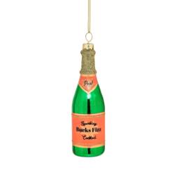 Bucks Fizz Green & Orange Bottle Glass Christmas Tree Decoration - Winter Festive Fun Office Secret Santa Booze Prosecco Champers Gift