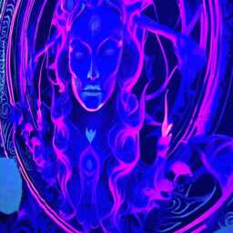 Uv Blacklight Hecate, Goddess Tapestry, Wall Hanging, Neon Art, Glow in The Dark - thumbnail 3