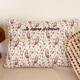 Rosewood Custom Pillowcase 60x40cm in Wild Leaves Oeko Tex - thumbnail 4