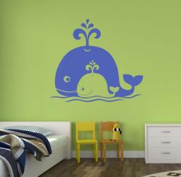 Zoo Babies Mommy & Baby Whale Vinyl Wall Decal - thumbnail 1