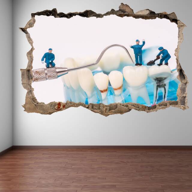 People Cleaning Teeth Wall Decal Sticker Mural Poster Print Art Dental Care Decor Ec58