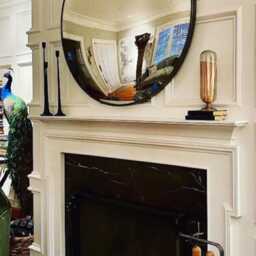 Ferrara Carbonne 80cm Convex Wall Mirror - Handmade Antiqued Glass Black/Tungsten Frame Luxury Statement UK Made - thumbnail 4