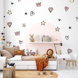 Princess Crown Wall Decals Hearts, Stars, Diamonds - Girls Room Decor - thumbnail 3