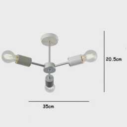 Vevo 3 Arm Flush Ceiling Light - White Satin Silver Modern Fixture - thumbnail 4