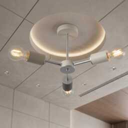 Vevo 3 Arm Flush Ceiling Light - White Satin Silver Modern Fixture - thumbnail 2