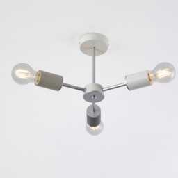 Vevo 3 Arm Flush Ceiling Light - White Satin Silver Modern Fixture - thumbnail 3