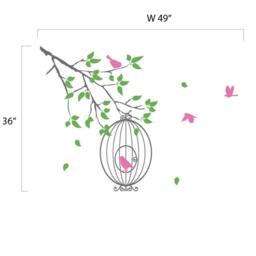 Wall Decals For Nursery Baby Room Designs Tree Branch With Birds Cage Sticker Home Decor By Decalisland - Sd 096 - thumbnail 3