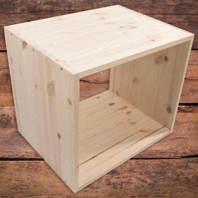 Wooden Bookcase Shelving Display Storage Unit - Freestanding Cube Cabinet Shelf Rack Floor Standing Craft Plain Pine Natural Solid Wood - image 1