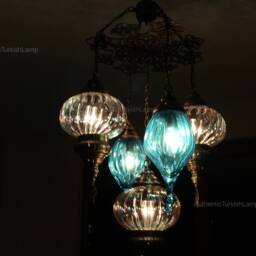 5 Glass Chandelier Lamp, Chandelier Light, Morocco Light, Morocco Lighting, Turkish Light, Morocco Lamp, Morocco Lantern, Turkey Lamp, Turkey Light - thumbnail 2