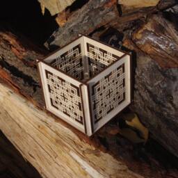 Geometric Wooden Tealight Holder Lasercut Plywood Candle Lantern - thumbnail 2