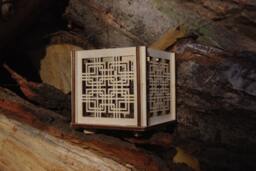 Geometric Wooden Tealight Holder Lasercut Plywood Candle Lantern - thumbnail 1