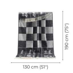 Chess Wool Throw - Woven Blanket Made From Recycled Merino Soft Black & Off-White Monochrome Checked Decor Gifts For Him - thumbnail 3