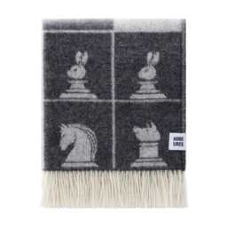 Chess Wool Throw - Woven Blanket Made From Recycled Merino Soft Black & Off-White Monochrome Checked Decor Gifts For Him - thumbnail 1