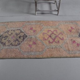 Herki Rug, Antique Rugs For Living Room, Beige Wool Rugs, Vintage 2.7x9.2 Ft Area , Turkish Office Bedroom Rug - thumbnail 3