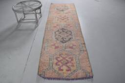 Herki Rug, Antique Rugs For Living Room, Beige Wool Rugs, Vintage 2.7x9.2 Ft Area , Turkish Office Bedroom Rug - thumbnail 1