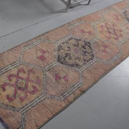Herki Rug, Antique Rugs For Living Room, Beige Wool Rugs, Vintage 2.7x9.2 Ft Area , Turkish Office Bedroom Rug - thumbnail 2