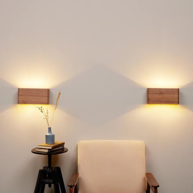 Walnut Wood Wall Sconce Set Rustic Modern Bedside Lamps - image 1