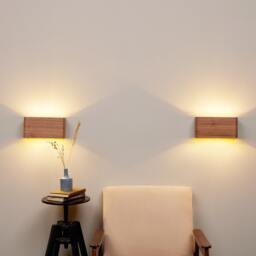 Walnut Wood Wall Sconce Set Rustic Modern Bedside Lamps