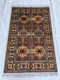 Handmade Turkmen Wool Rug 3x5 Ft - Oriental Entryway Carpet - thumbnail 1