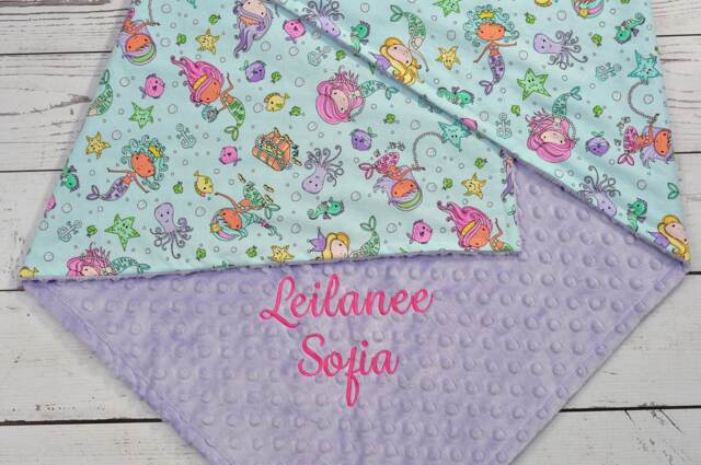 Baby Blanket Personalized Mermaid-Mermaid Minky Blanket-Girl Mermaid Blanket-Personalized Girl-Mermaid - image 1