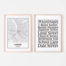 Liverpool Map Print Set, Prints, Prints For Scousers, Liverpudlian Set - thumbnail 1