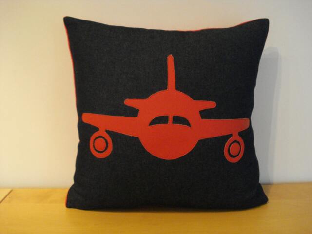 Custom Icon Cushion Cover - Hand Cut Vinyl On Cotton Satin - image 1