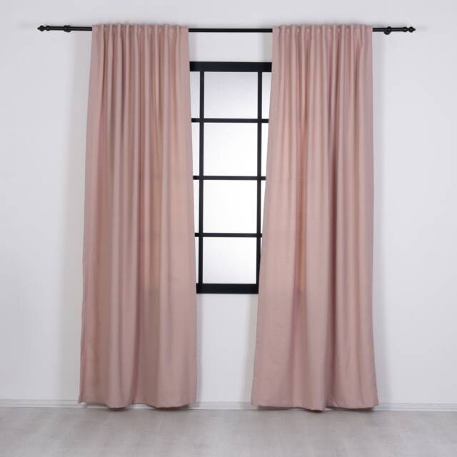 Custom Size Linen Look Curtains - Extra Wide & Long Natural Drapes Soft Pink - image 1