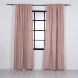 Custom Size Linen Look Curtains - Extra Wide & Long Natural Drapes Soft Pink
