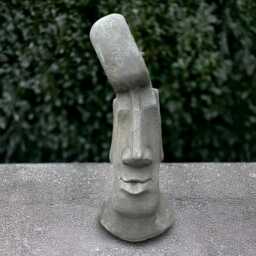 Stone Moai Head Statue Unique Easter Island Sculpture Cement Figurine Concrete Polynesian Ornament Handmade Art Halloween Decor - thumbnail 1