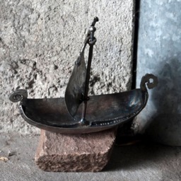 Viking Sailboat Metal & Stone Artwork, Iron Sculpture, Paperweight, Art By The Steel Style Things - thumbnail 4