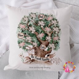 Family Cushion, Pillow, Tree Cushion, Gift, Our Family, Tree, Anniversary Gift For Parents, Mum - thumbnail 3