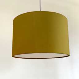 Mustard Velvet Drum Lampshade/ Ceiling Shade With A White Lining, Bedside Lampshades To Extra Large Shades - thumbnail 2