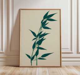 Japanese Bamboo Poster, Minimalist Zen Wall Art, Japandi Nature Print, Asian Botanical Artwork, Tranquil Green Decor, Modern Oriental Design - thumbnail 1