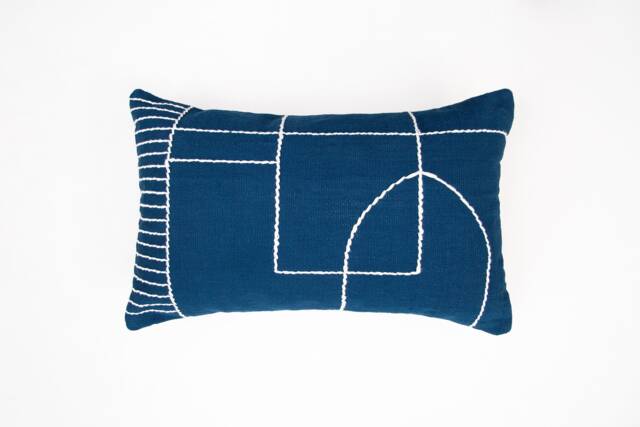 Blue Handwoven Decorative Kilim Pillow Cover - Embroidered Throw Pillowcases For Living Room Couch 20x20 16x26 Geometric Lumbar Pillow Set - image 1