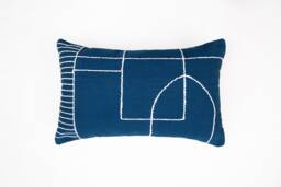 Blue Handwoven Decorative Kilim Pillow Cover - Embroidered Throw Pillowcases For Living Room Couch 20x20 16x26 Geometric Lumbar Pillow Set - thumbnail 1