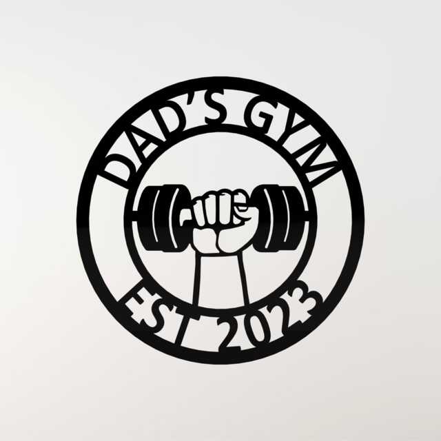 Hand Lifting Dumbbell Metal Gym Sign, Custom Name Garage Wall Decor, Fitness Art, Weightlifting Gift - image 1