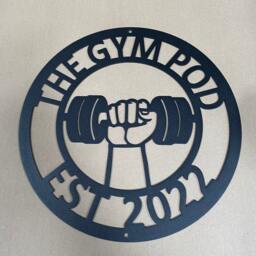 Hand Lifting Dumbbell Metal Gym Sign, Custom Name Garage Wall Decor, Fitness Art, Weightlifting Gift - thumbnail 2
