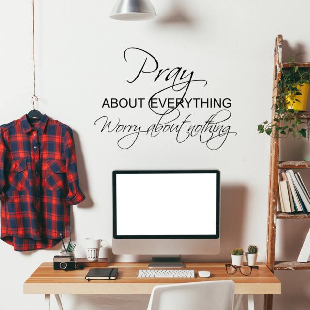 Pray About Everything Worry Nothing Faith Religious God Christian Prayer Confidence Miracle Trials Wall Decal Lettering Art Vinyl - 139 - image 1