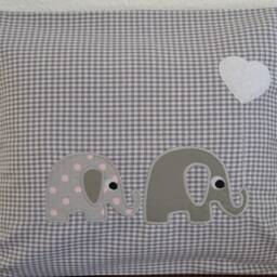 Pillow 2 Small Elephants, Pillow Elephant, Name Christening Pillow, Birth Elephant Children's - thumbnail 3