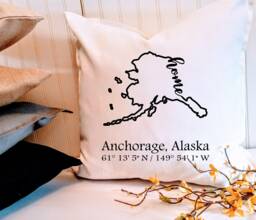 Custom Alaska City Coordinates Pillow Cover - Personalized Farmhouse Decor, Choose Your Coordinates, Hostess Gift, Realtor - thumbnail 1