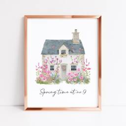 Floral Cottage Watercolour Print Spring Home Wall Art - Unframed - thumbnail 3