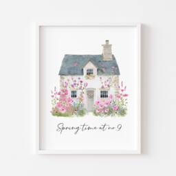 Floral Cottage Watercolour Print Spring Home Wall Art - Unframed - thumbnail 1