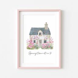 Floral Cottage Watercolour Print Spring Home Wall Art - Unframed - thumbnail 2