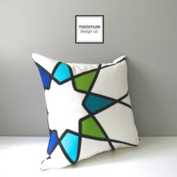 Modern Black & White Outdoor Sunbrella?? Pillow Cover in Mandala Design, Scatter Cushions For Patio/Pool Lounge Chairs, Art Deco, Mazizmuse - thumbnail 4