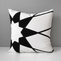 Modern Black & White Outdoor Sunbrella?? Pillow Cover in Mandala Design, Scatter Cushions For Patio/Pool Lounge Chairs, Art Deco, Mazizmuse - thumbnail 1