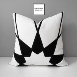 Modern Black & White Outdoor Sunbrella?? Pillow Cover in Mandala Design, Scatter Cushions For Patio/Pool Lounge Chairs, Art Deco, Mazizmuse - thumbnail 2