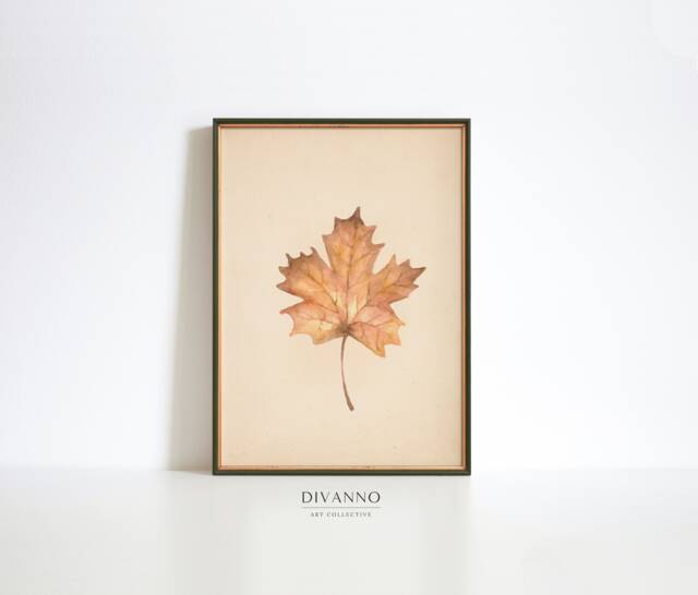 Maple Leaf Print, Printable Fall Decor, Warm Tones Poster, Botanical Wall Art, Autumn Foliage Canvas, Rustic Farmhouse Housewarming - image 1