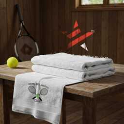 Personalised Hand Tennis Towel - 100% Cotton Custom Embroidered Name in Game Set Match Design Sports - thumbnail 2