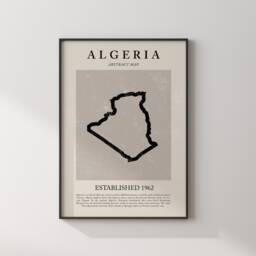 Algeria Map Vintage Abstract Wall Art Print Picasso + Matisse Inspired Travel Poster - thumbnail 3